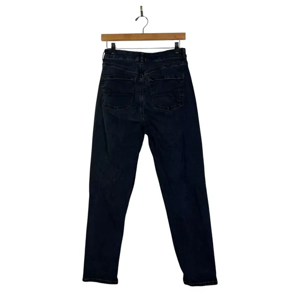 American Eagle Curvy Mom Jeans Womens 6 Black Stretch High Rise Tapered Grunge - Image 3