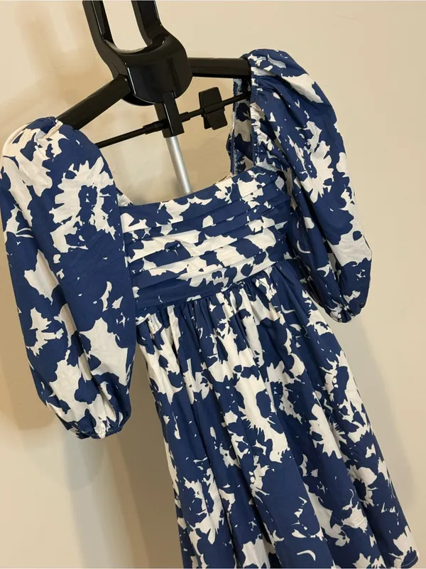 Abercrombie & Fitch Blue & White Floral Puff Sleeve Mini Dress XXS - Image 3
