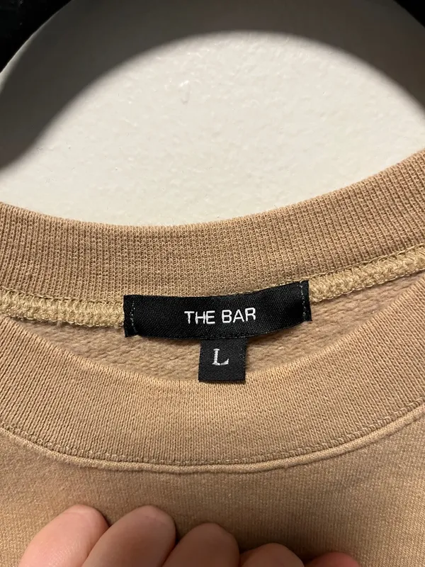 THE BAR Varsity Chocolate Chip, Brown/Tan Crewneck Sweatshirt, Size L - Image 6