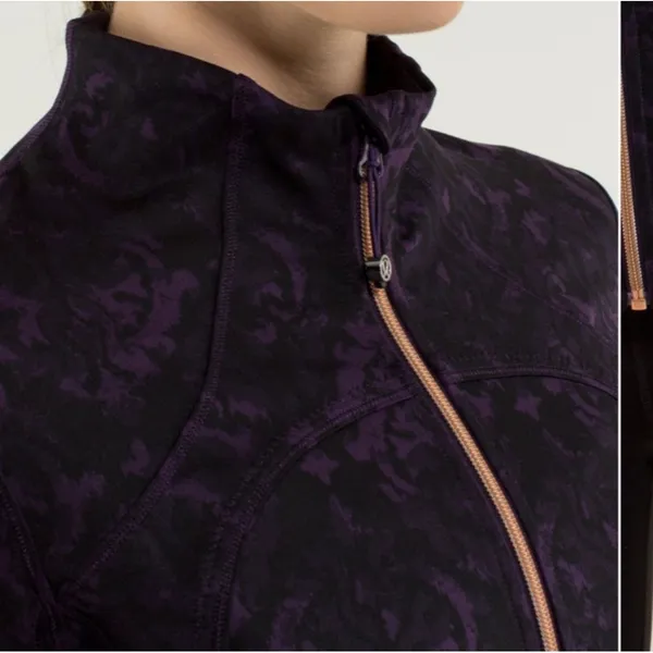 Lululemon Forme Baroque Deep Zinfandel Print Full Zip Jacket‎ Women's Size 8 - Image 2