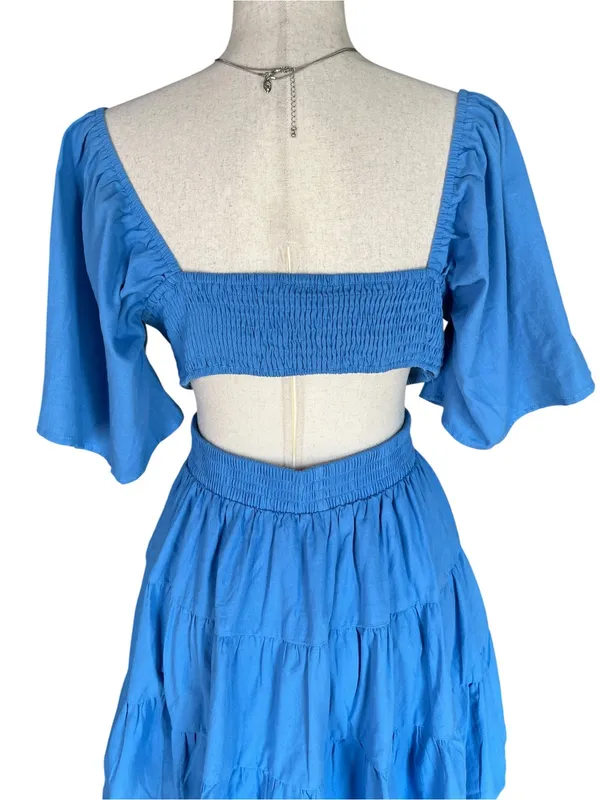 Shy Velvet Cutout Crossover Elastic Waist Casual Party A-Line Mini Dress - Image 10