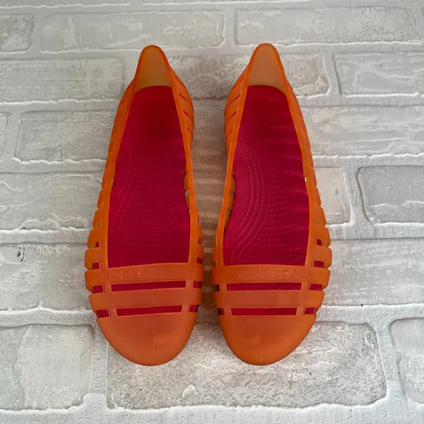 Crocs Adrina II Women 7 Orange Jelly Flats Sandals Casual Summer Vacation Travel - Image 10
