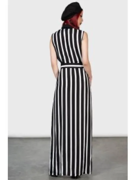 Killstar Black and White Vertical Stripe Maxi Dress - Image 3