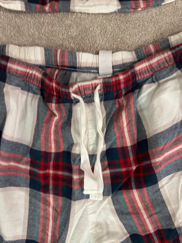 stars above Red White and Green Plaid Two-Piece Pajama Set - Image 3