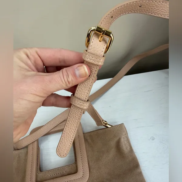 TMRW STUDIO Blush Milo Fold Over Suede Bag Crossbody Top Handle Anthropologie - Image 6