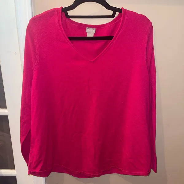 Chico's pink lightweight v-neck sweater top shirt woman’s size XL - Image 2