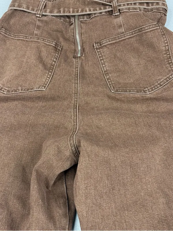 Fourteen Twelve Strapless Cargo Jumpsuit M Brown Belted Wide Leg Utility Y2K - Image 6