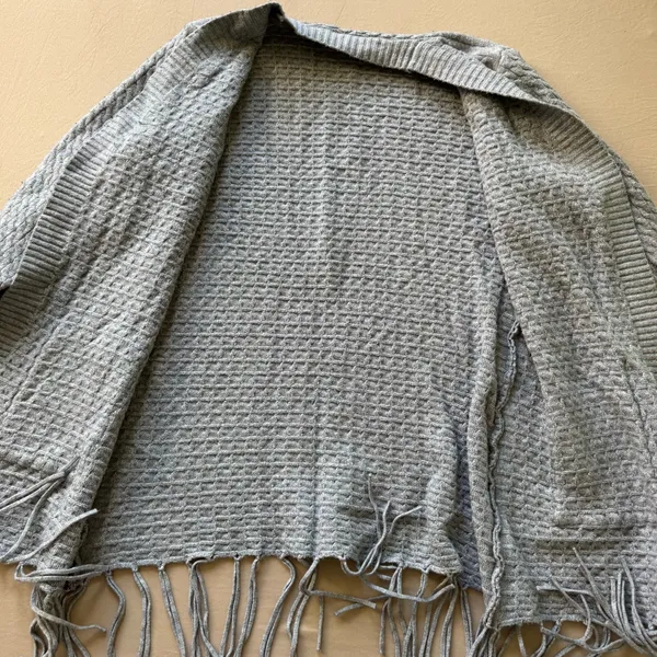 Bohemian Cable Knit Fringe Hem open-front cardigan - Image 5