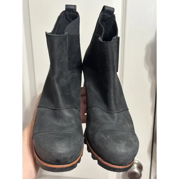 Sorel Addington Chelsea Leather Boots Block Heel Minimalist Gorp Waterproof - Image 3