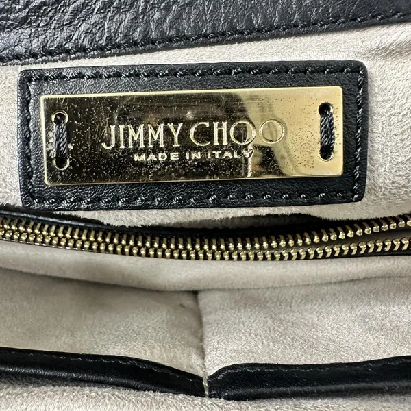 Jimmy Choo Satchel Bag Womens Large Black Leather Top Handle Work Purse Italy - Image 5