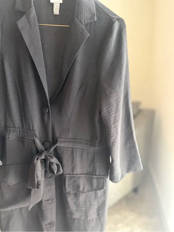 ASOS Pretty Lavish tie waist blazer mini dress in black - Image 8