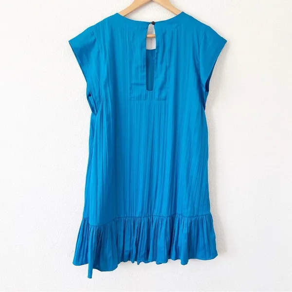 Anthropologie Maeve Blue Pleated Drop Waist Tunic Boho Babydoll Mini Dress - Image 8