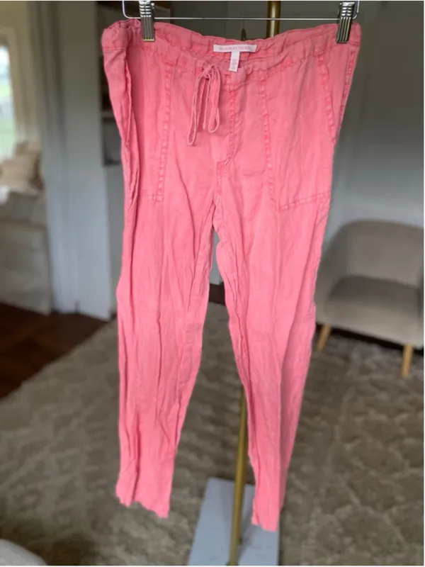 Victoria’s Secret Coral‎ Pink Linen Pants Beach Resort Coastal Quiet Luxury XS - Image 2
