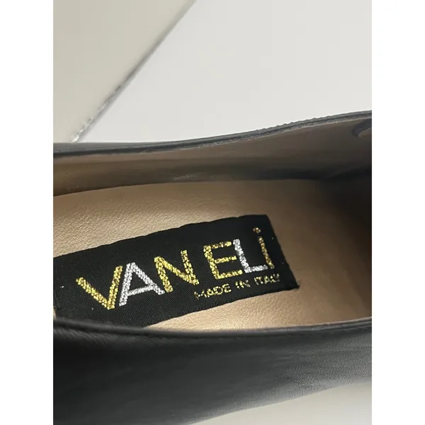 Vaneli Leather Pointed Toe Pump Gold Chain Link Women 7 Black Bridgenton‎ Style - Image 5