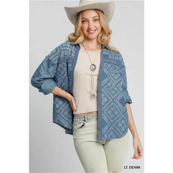 ✨NWT Umgee Paisley Print Denim Shirt Jacket - Image 3