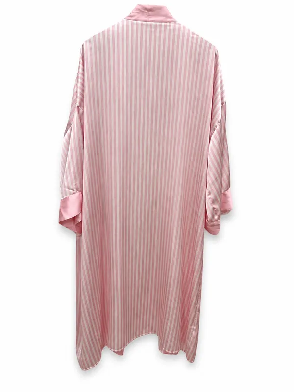 Show Me Your Mumu Harlow robe pink satin stripe coquette glam loungewear chic OS - Image 3