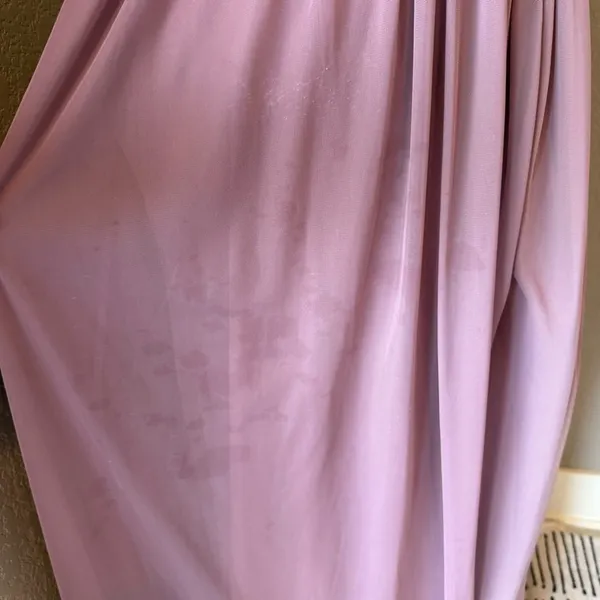 Azazie Leah Vintage Mauve Plunge Beaded Waist Maxi Dress Size 8 - Image 6
