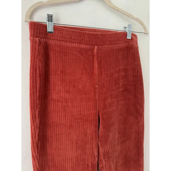 Aerie Groove On Velour High Waisted Flare Pants Size Medium Burnt Orange - Image 6