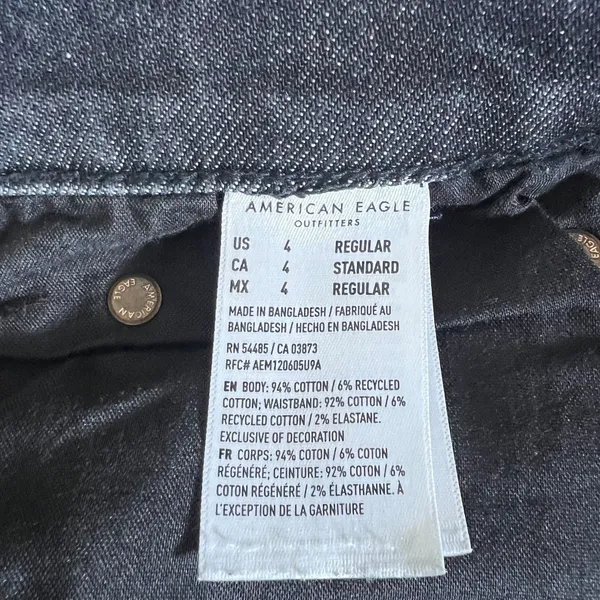 American Eagle 90s Boyfriend Solid Denim Jeans Black Dark Wash Relaxed Size 4 - Image 4