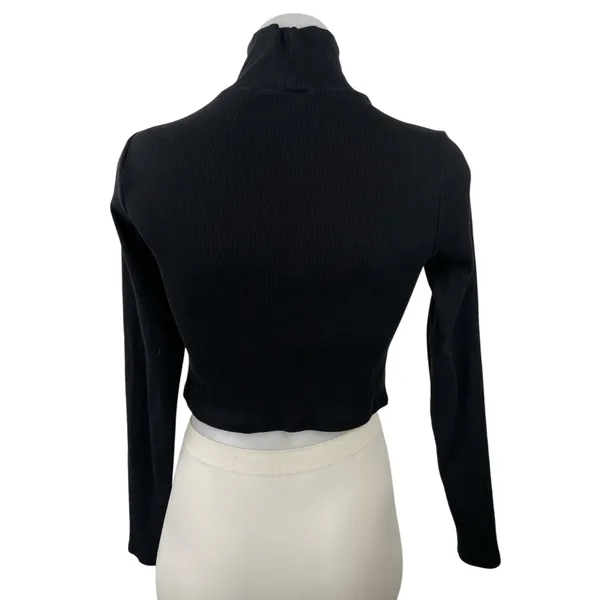 Reformation Davy Women's Black Turtleneck Long Sleeve Knit Crop Top Size M - Image 4