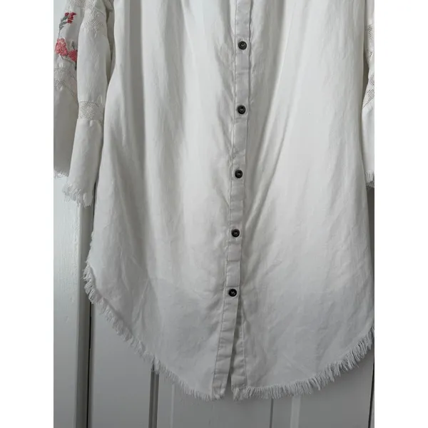 Standard Grace White Boho Embroidered Lace Tunic Off Shoulder Bell Sleeve Small - Image 12