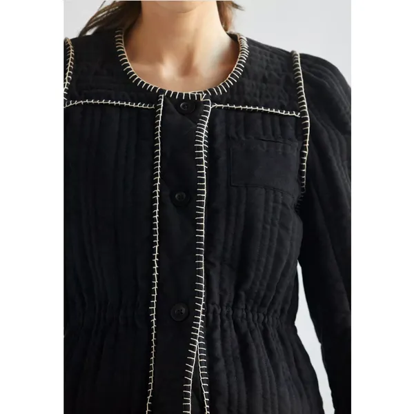 Anthropologie Quilted Puff Sleeve Jacket in‎ Black - Image 4