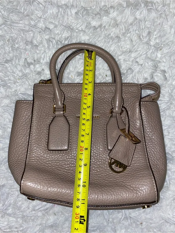 Michael Kors tan Pebbled Leather Satchel Bag purse - Image 6