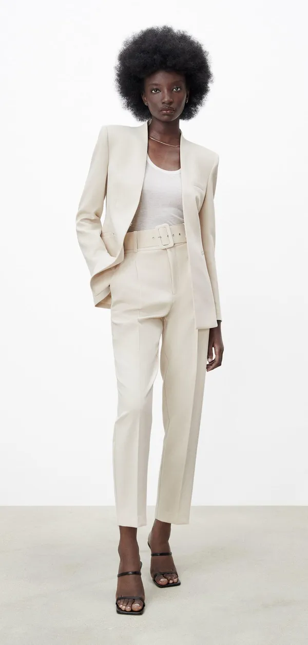 ZARA ecru high waisted belted fabric pants blogger favorite - Image 13