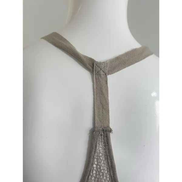 Women’s Crochet Tank Top Brown Open Knit Sequin Boho Festival Size L Hippie - Image 8