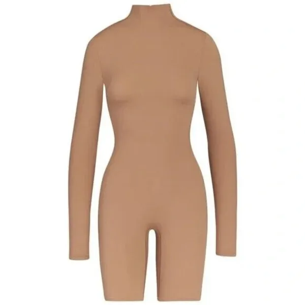 SKIMS Womens Large Nude Sienna All‎ In One Long Sleeve Mid Thigh ONE PIECE - Image 2