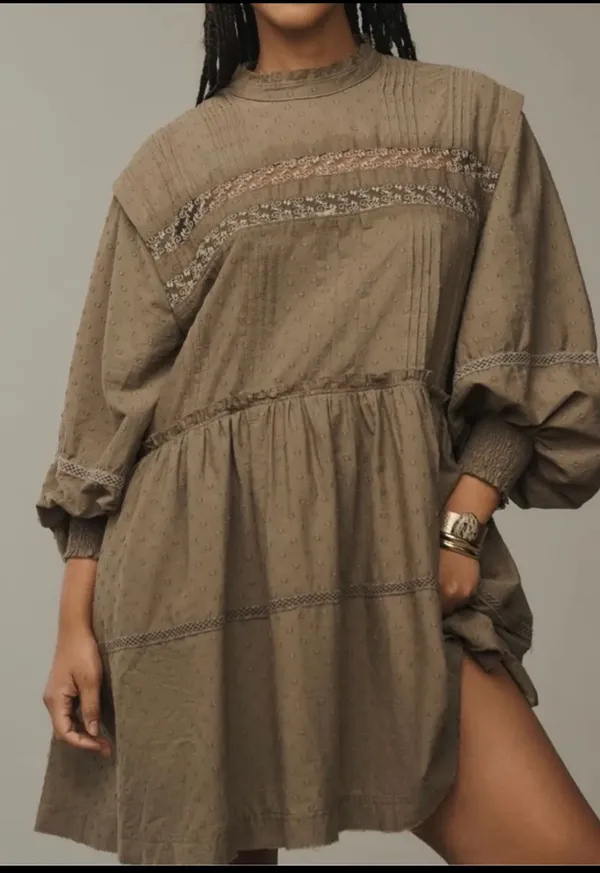 Anthropologie Pilcro Mock-Neck Swing Mini Dress, Size XS - Image 3