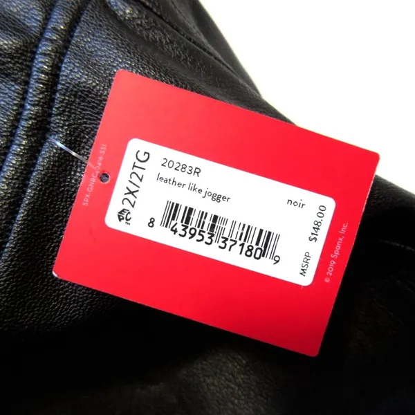 NWT Spanx Leather Like Jogger in Noir Black Faux Vegan Pull-on Pants 2X - Image 4
