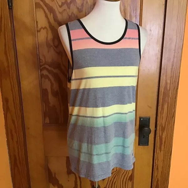 Hang Ten Striped Tank Top Medium Surfer Beach Y2K Skate Cali Casual Tank - Image 9