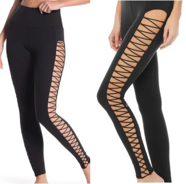 Alo Yoga Highline Lace Up Leggings Black Women’s Size Small - Image 2