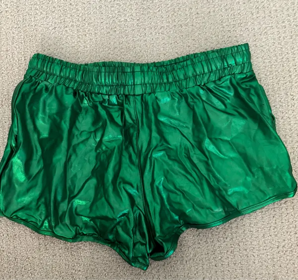 Green Metallic shorts Size L - Image 2