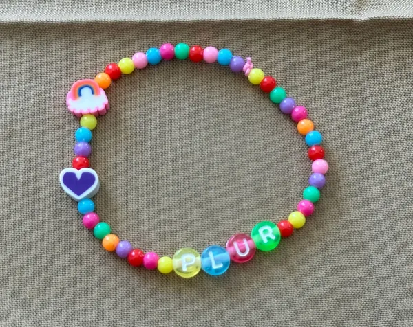 Handmade NEW Lot Of 2 Kandi Bracelets EDM Rave Festival Dinosaur PLUR Colorful Fun - Image 7
