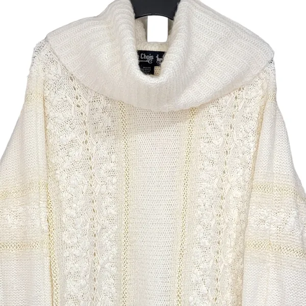 80s Vintage Le Chois Ivory Thick Knit Sweater Women's Size Large - Image 2