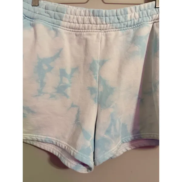 Fabletics Tie‎ Dye Sweat Shorts Blue White XL Lounge Casual Athleisure - Image 2