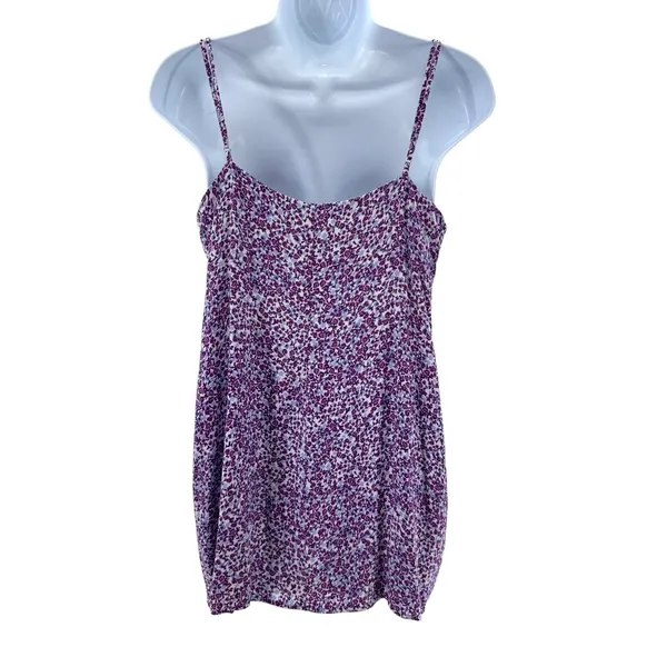 Reformation Purple Floral Print Mini Slip Dress Medium Spaghetti Straps Girly‎ - Image 3