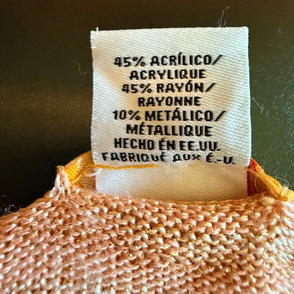 Ruby Rd Womens XL Cardigan Peach Orange Gold Metallic Shimmer Open‎ Front Knit - Image 5