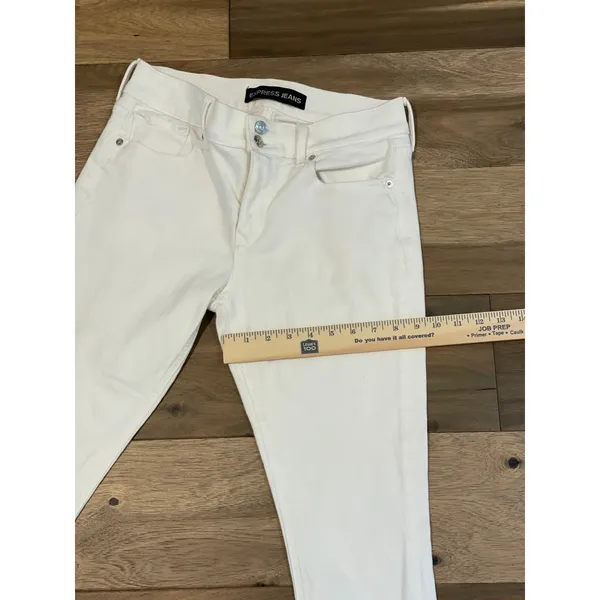 Express Jeans Cropped Denim Legging Size 8R Mid Rise Frayed Hem - Image 8