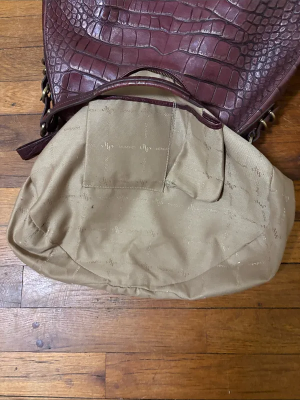 Monsac Croc-Embossed Hobo Bag in Burgundy - Image 10