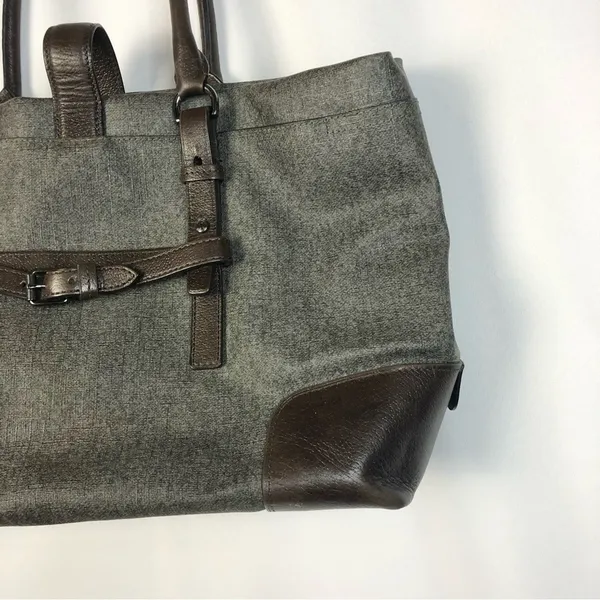 Tumi Villa‎ Viverone Gray & Brown Leather Trimmed Business Tote - Image 7