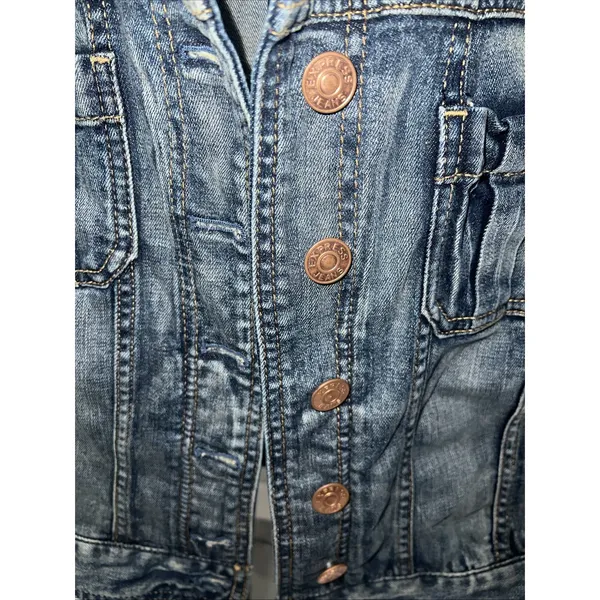 Vintage 90s Style Express Denim Blue Jean Jacket Sleeveless Vest, M - Image 2
