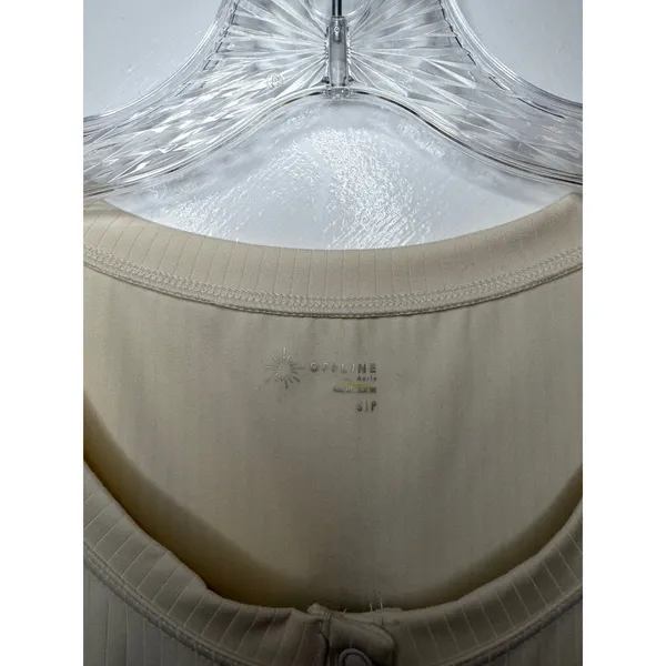 Offline by Aerie‎ Ribbed Crop Top Cream Short Sleeve Sz S Activewear Clean Girl - Image 6