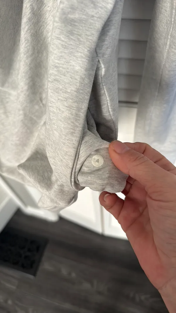 Lululemon Sway Moto Jacket in light gray and white. - Image 5
