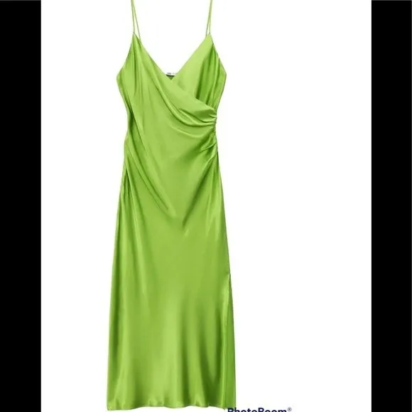 ZARA Slip Dress Lime Green Viral - Image 4