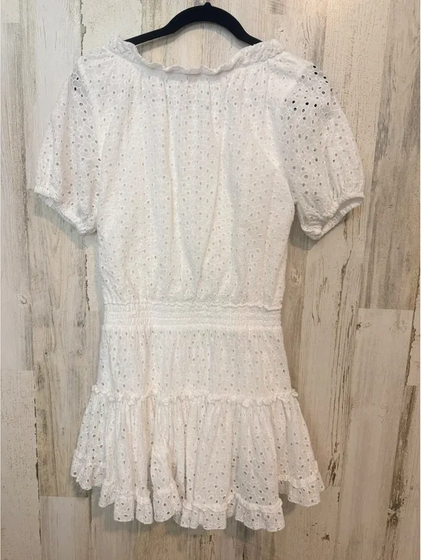 Buddy Love White Eyelet Dress S Mini Ruffle Puff Sleeve Boho - Image 7