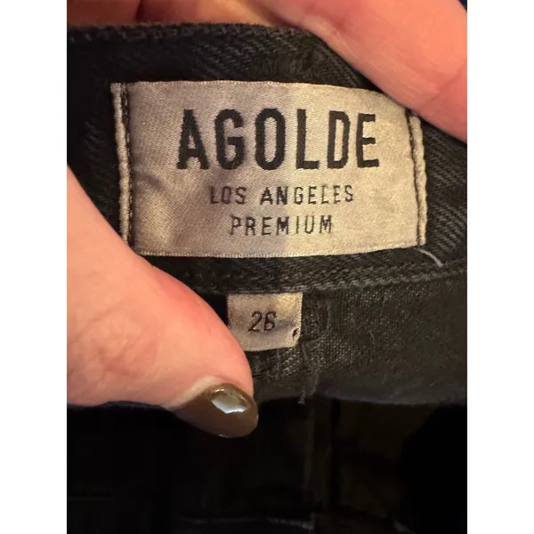 AGOLDE Skirt Women 26 Black Denim Quinn High Rise A Line Mini‎ Jean Frayed Hem - Image 8
