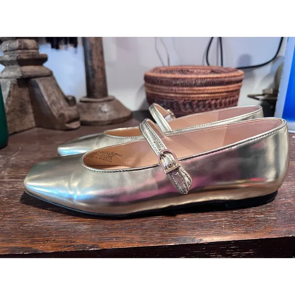 J.Crew Metallic Gold Square Toe Mary Jane Ballet Flats Size 7 - Image 7